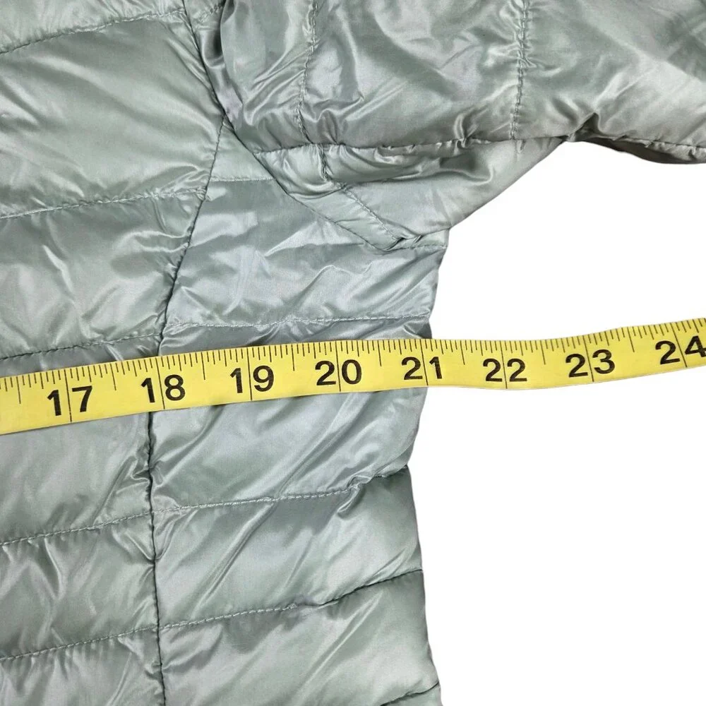 BCBG MAXAZRIA Puffer Jacket Womens Large Hooded Green Light Weight Down Filled - Picture 8 of 12